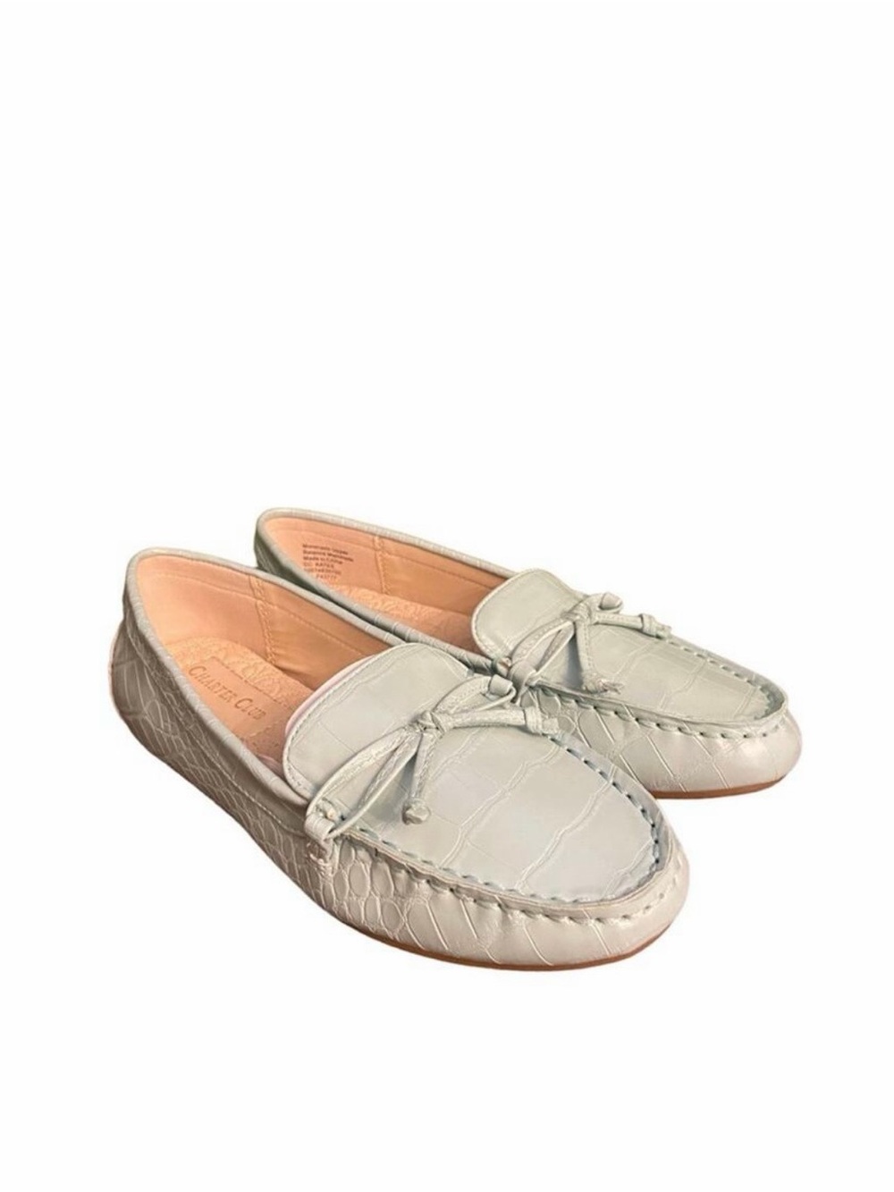 Charter Club Womens Katee Loafer Flats Ballerina Bow Mint Green Croc Size 6 Us View 6